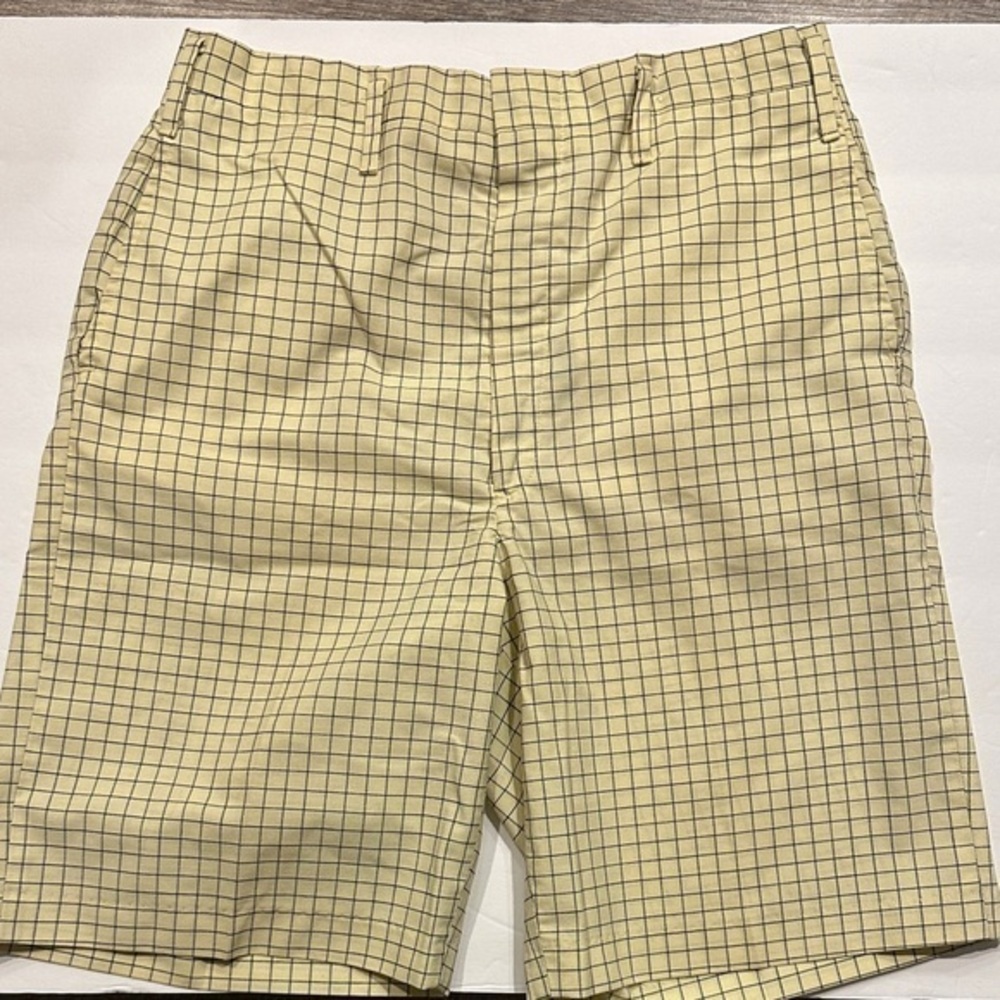 Vintage yellow/blue Checkered windowpane trouser Bermuda Shorts 28” - Picture 1 of 8